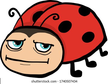 Angry ladybug , illustration, vector on white background