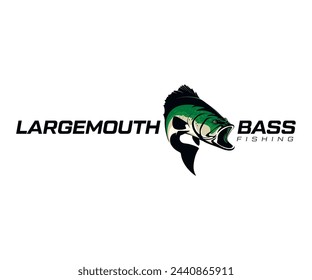 Largemouth Bass logo Vector, Único Largemouth Bass Fish saltando fuera del agua, Ideal para su actividad de pesca de Largemouth Bass.