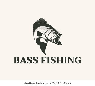 Angry Largemouth Bass Logo Vektor, Vintage Largemouth Bass Fish Springen aus dem Wasser, Groß für Ihre Largemouth Bass Angeln Aktivität.