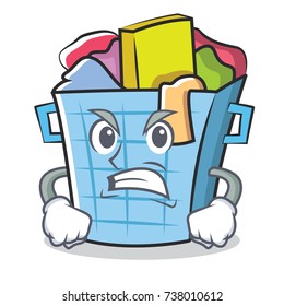 Angry laundry basket character cartoon