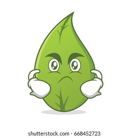 Angry leaf character cartoon art vector illustration