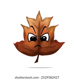 angry leaf mascot character. cute, funny, and playful concept. nature, autumn, holiday, and education themes