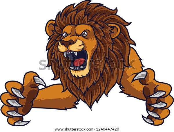 Angry Leaping Lion Stock Vector (Royalty Free) 1240447420