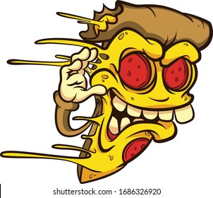 Angry leftover pepperoni pizza to his master, coloured version