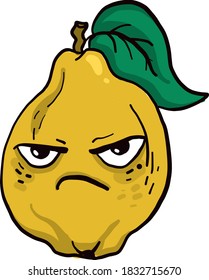 Angry lemon, illustration, vector on white background