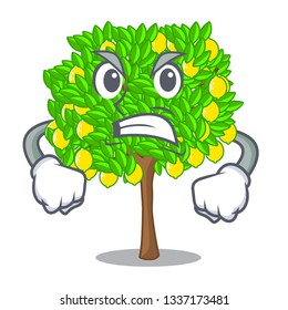 Angry lemon tree cartoon next the house
