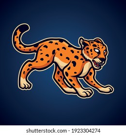 Angry leopard hunting vector illustration