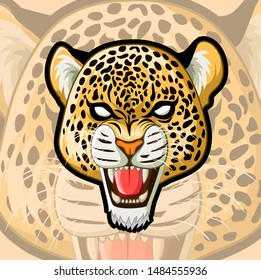 Angry leopard or jaguar for esport and sport mascot logo isolated on duplicate picture Background.