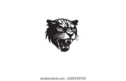 angry leopard logo black simple flat icon on white background