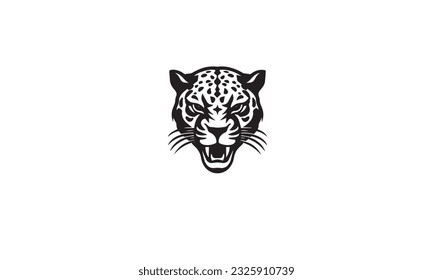 logotipo de leopardo enojado icono negro simple y plano sobre fondo blanco