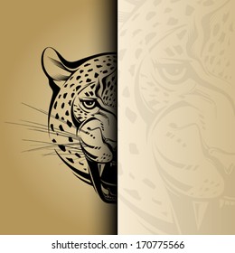 Angry leopard. Vector background
