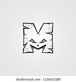 angry letter m monster icon sign symbol