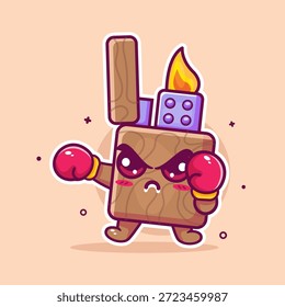Mascota de personaje más ligero enojado jugando boxeo deporte aislado de dibujos animados