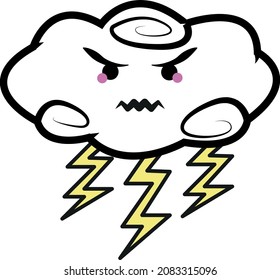 Dibujo de Ilustración en Nube de Rayos Enfadados