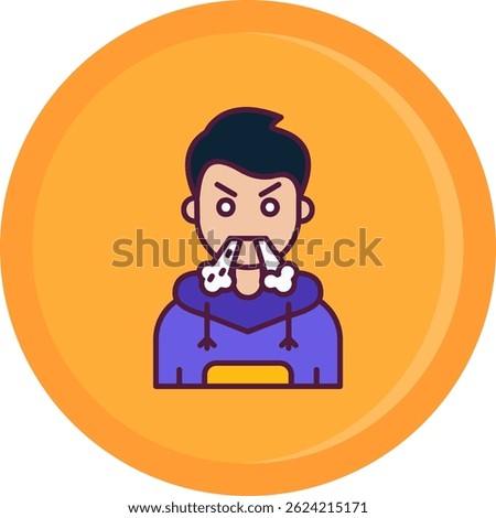 Angry Line vector Icon Design
