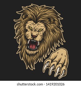 angry lion attack vector illustration for your company or brand