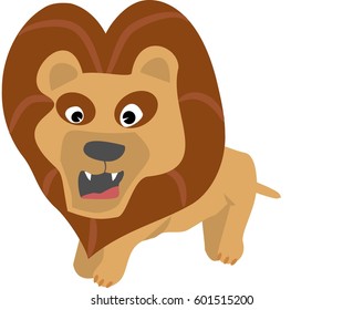 Angry Lion Cartoon Character Vector Illustration