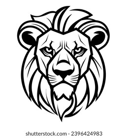 angry lion face logo icon silhouette vector illustration clipart isolated on white background