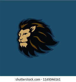 Angry Lion Head with Background Logo, Sign, Vector Design, Illustration, Template