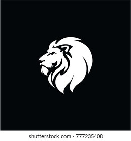 Angry Lion Head Black And White Vector Logo Design, Illustration, Template