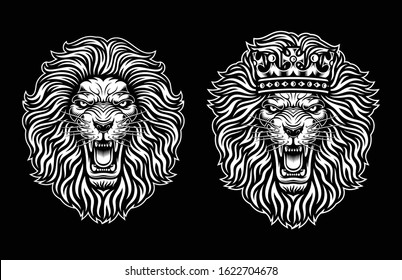 Angry Lion Head With Crown