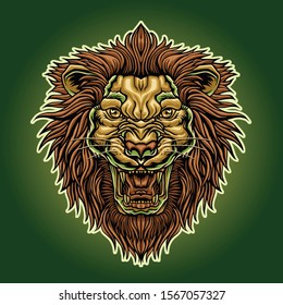 angry lion head design illustration