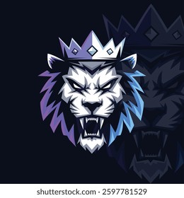 Angry lion head esport gaming logo vector illustration, logo lion head esport style