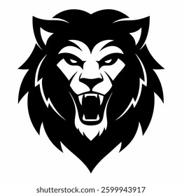 Angry lion head icon silhouette vector