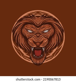 angry lion head illustrationd design vector