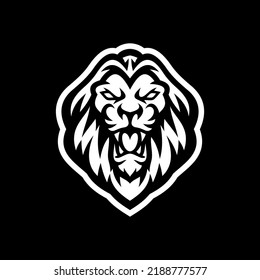 Angry Lion Head Line Art Silhouette Stock Vector (Royalty Free