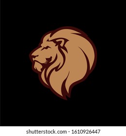 Angry Lion Head Logo, Icon, Sign, Black Background Flat Design Vector Illustration Template