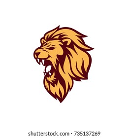 Angry Lion Head Logo, Sign, Vector Design Illustration