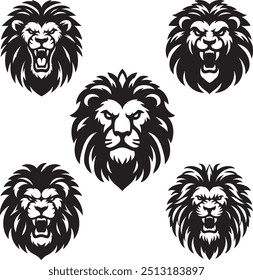 Angry lion Head Logo Silhouette Vector Illustration