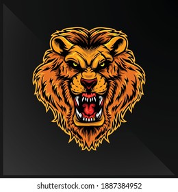 Angry lion head mascot graphic