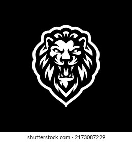 Angry lion head mascot logo illustration on dark background