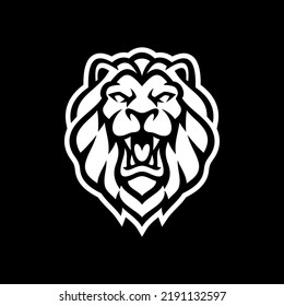Angry lion head mascot logo design. Lion head vector illustration on dark background