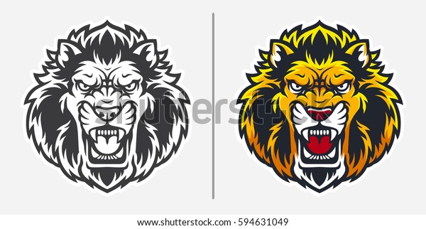 Angry Lion Head Mascot Logo Stock Vector (Royalty Free) 594631049