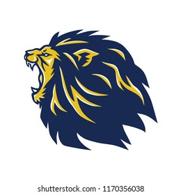 Angry Lion Head Mascot Roaring Vector Logo