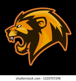 angry lion head mascot vector illustration 