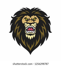 Angry Lion Head Roaring Logo Vector