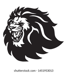 Angry Lion Head Roaring Logo Vector Icon 