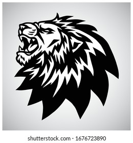 Angry Lion Head Roaring Logo Vector Mascot 