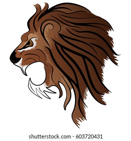 Angry Lion Head Roaring Mascot Vector Illustration isolated on white background
