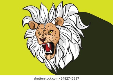 Angry lion head roaring showing its sharp teeth