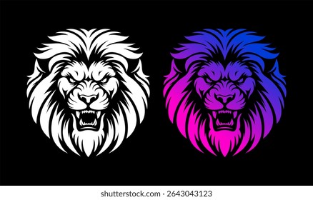 Angry Lion Head Shape Vector for logo. Editable lion head icon sign