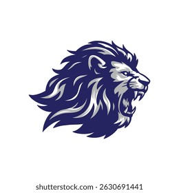 Angry lion head side view .vector illustration on white background