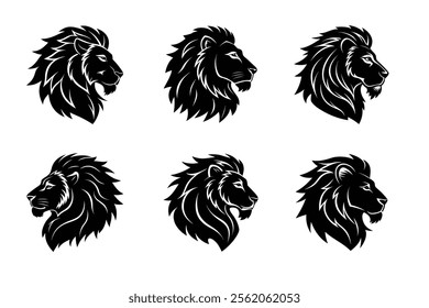 Angry lion head silhouette icon, Jungle king tattoo vector illustration