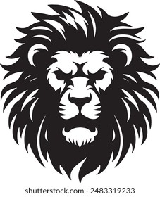 A angry lion head Silhouette vector illustration 