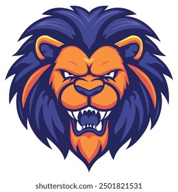 Angry lion head sports mascot logo vector illustration on isolated background