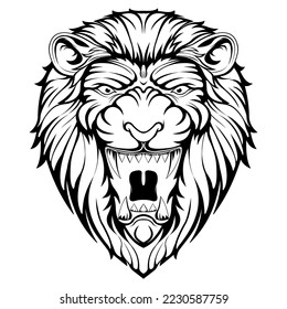 angry lion head tattoo vector